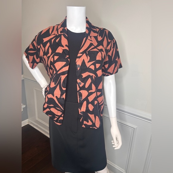 Women's Linen Short Sleeve Button Down Camp Shirt- A New Day Floral - Picture 9 of 14